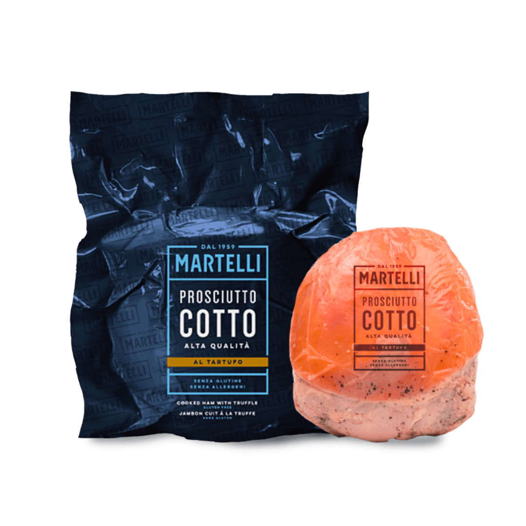 PROSCIUTTO COTTO ALTA QUALITA' A META' AL TARTUFO KG.4,3 PESO VARIABILE
