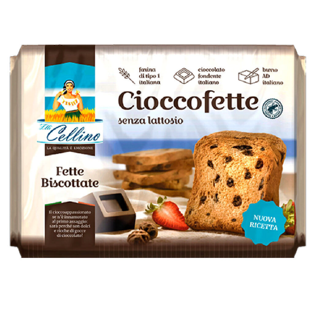 FETTE BISCOTTATE CON GOCCE CIOCCOLATO FONDENTE E BURRO SENZA LATTOSIO G.360