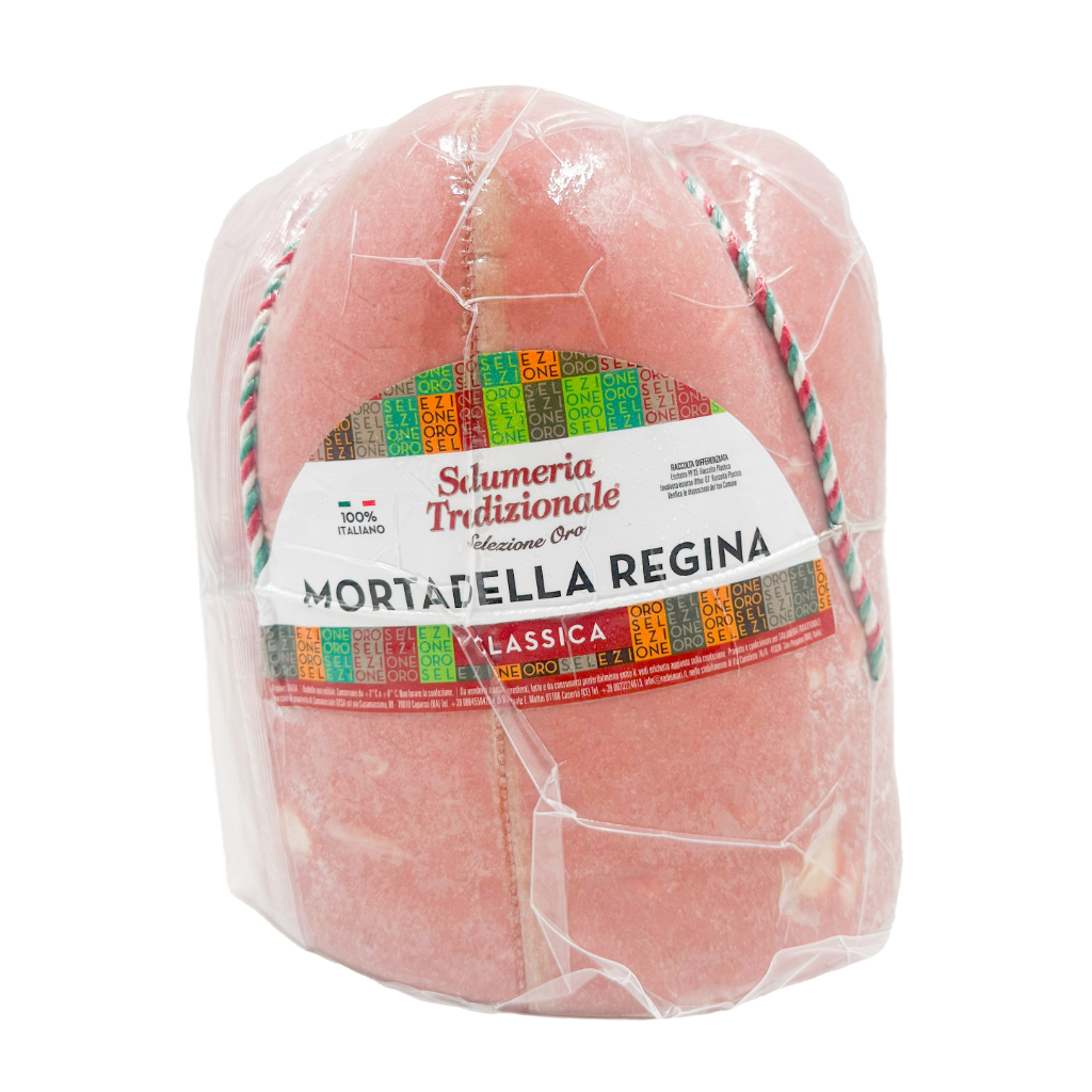 MORTADELLA SELEZIONE ORO REGINA CON PISTACCHIO KG.7,5 PV - KIT OGNI PEZZO IN OMAGGIO 10PZ GNOCCHI DI PATATE 1KG
